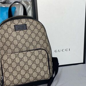 Gucci Monogram Beige and Black Backpack